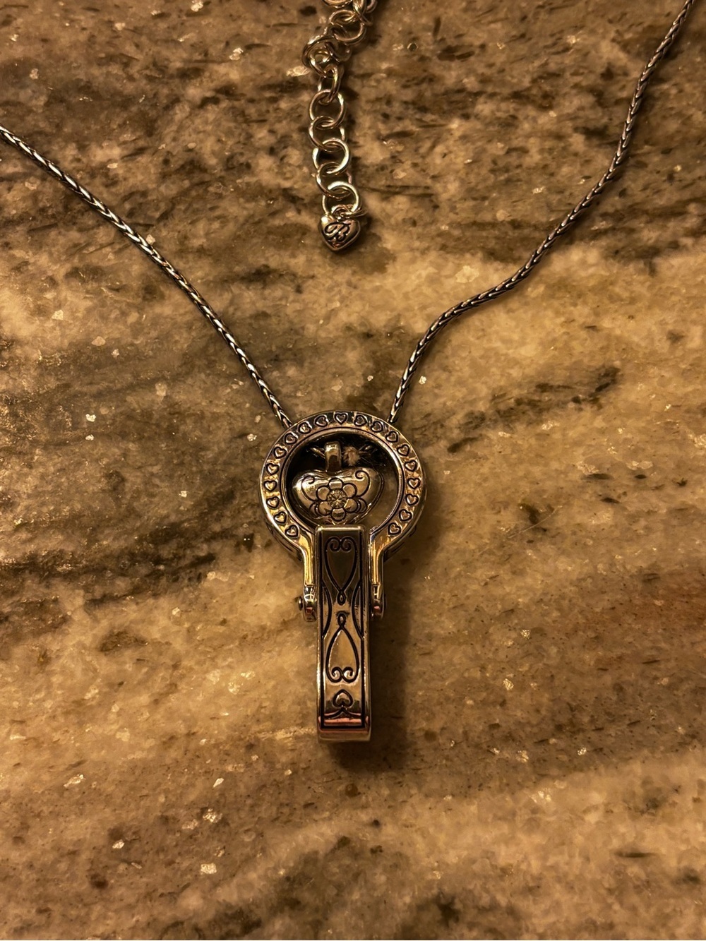 Brighton Heart & Crystal Silver Tone Badge Clip Lanyard - Picture 3 of 4
